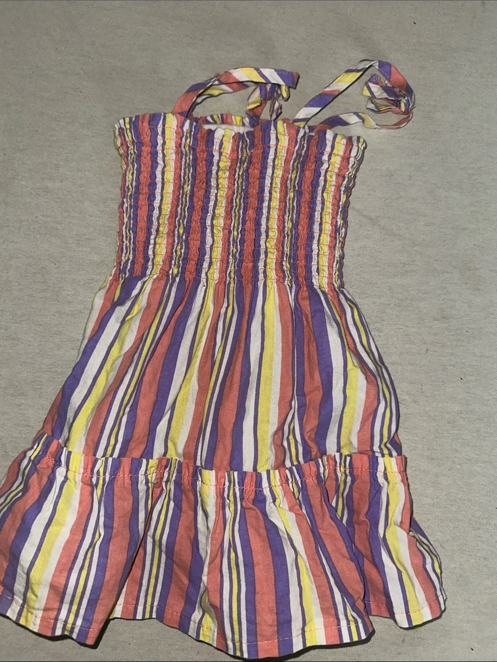 Kids Size 3T Kidgets Multicolor Striped Sundress - Purple, Yellow, Pink